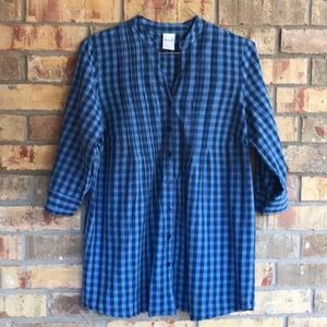 Blair Blue Gingham  Button Up Tunic Size M